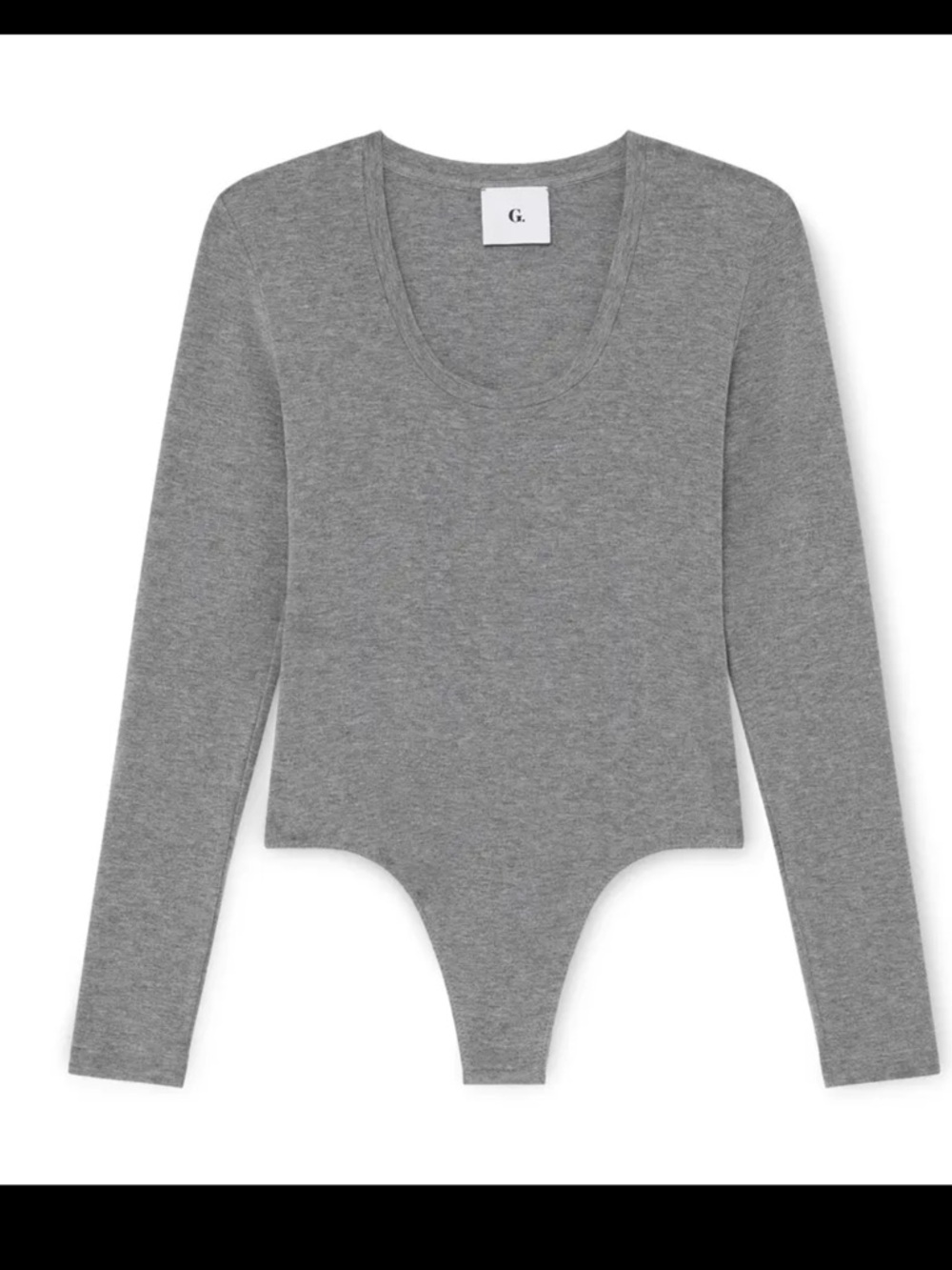 G. Gray Scoop-Neck Long Sleeve Bodysuit